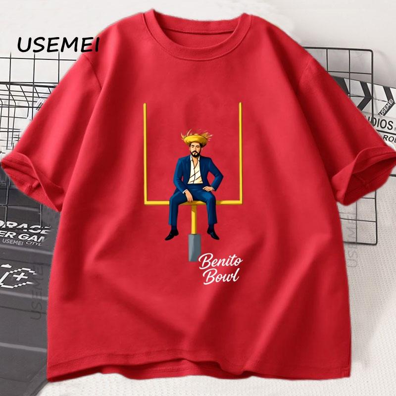 Футболка Benito Bowl Bad Bunny Halftime Super Bowl 2026 Футболка Женская Унисекс Мода Короткий рукав Y2k Одежда Хлопок Графическая футболка