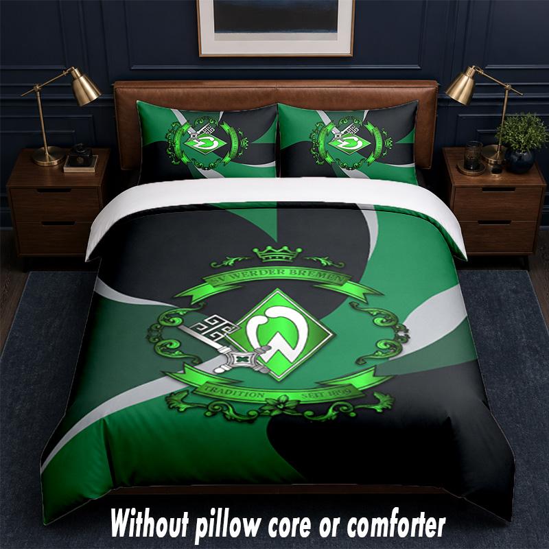 Werder Bremen Football Design Bed Bedding Set 1 Duvet Cover + 2 Pillowcases Soft Breathable Household Bed Linens