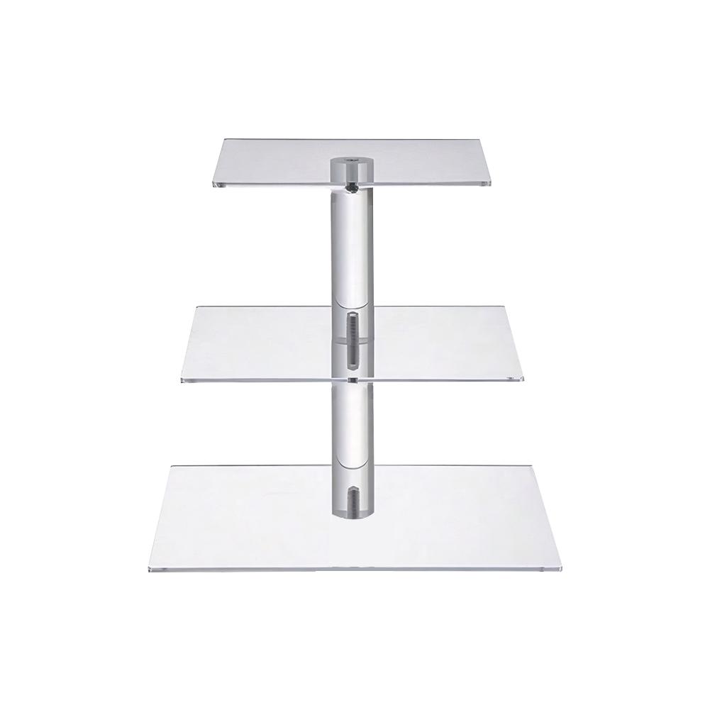 Unique Square Acrylic Multi Tier Cupcake Display Stand with LED Lights for Weddings and Birthday Parties (Without battery)