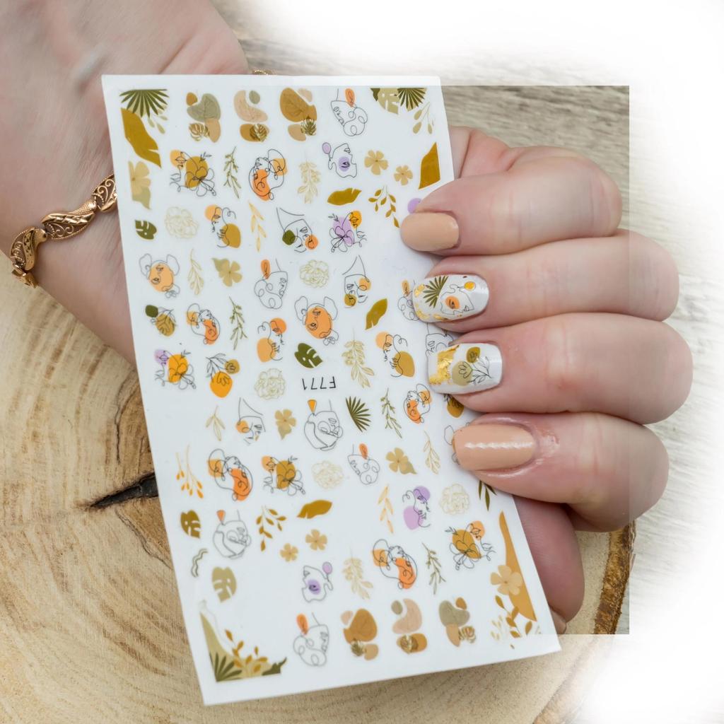 Красочные абстрактные волнистые линии 3D наклейки для дизайна ногтей цветок цветочный лист наклейки для ногтей украшения для ногтей