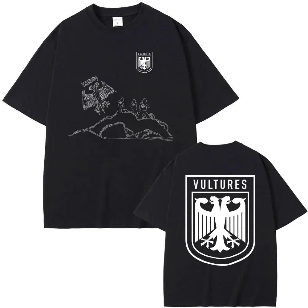 Rapper Kanye West New Music Album Vultures Graphic TShirts Men Women Hip Hop Street Fashion Oversized Tees Pure Cotton Tops