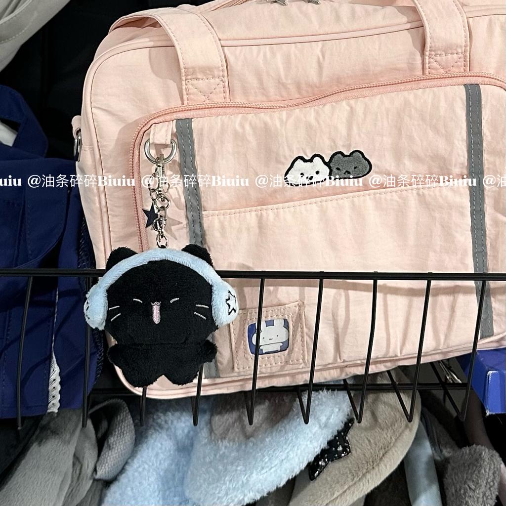 Little Black Cat Take Knife 8cm Plush Doll Cute Stuffed Keychain Bag Pendant Toy Anime Gift Backpack Key Ring Cartoon Jewelry