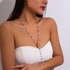Long Chain Crystal Y-Shaped Necklace Bohemian Retro Clavicle Chain Cross Pendant Necklace  Women