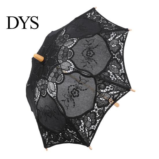 Fashionable Daily Travel Parasol Vintage Gothic Lace Umbrella, Black Bridal for Halloween Elegant Hollow Embroidery Umbrella Witch Cosplay,