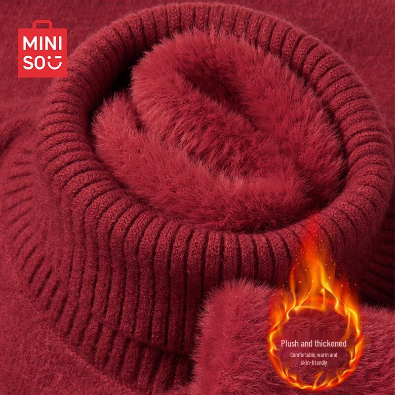 MINISO Мужской вязаный свитер с высоким воротником на флисовой подкладке