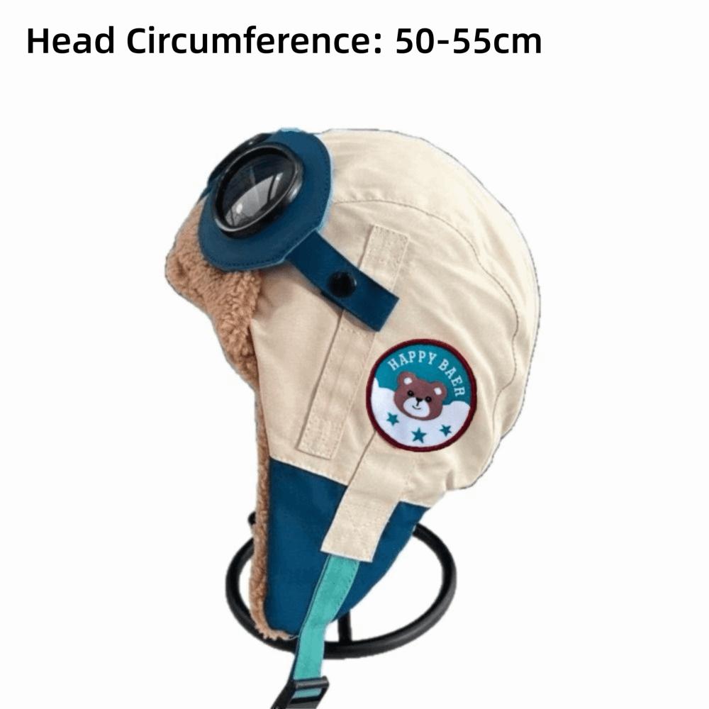 Fashion Cute Cartoon Pilot Hat Cold Proof with Glasses Ear Protection Cap Thickned Windproof Warm Hat Winter