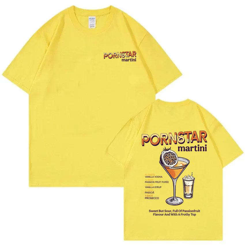 Забавная футболка с графикой коктейля Pornstar Martini для мужчин и женщин, винтажная, оверсайз, уличная, унисекс, из мягкого хлопка, с коротким рукавом