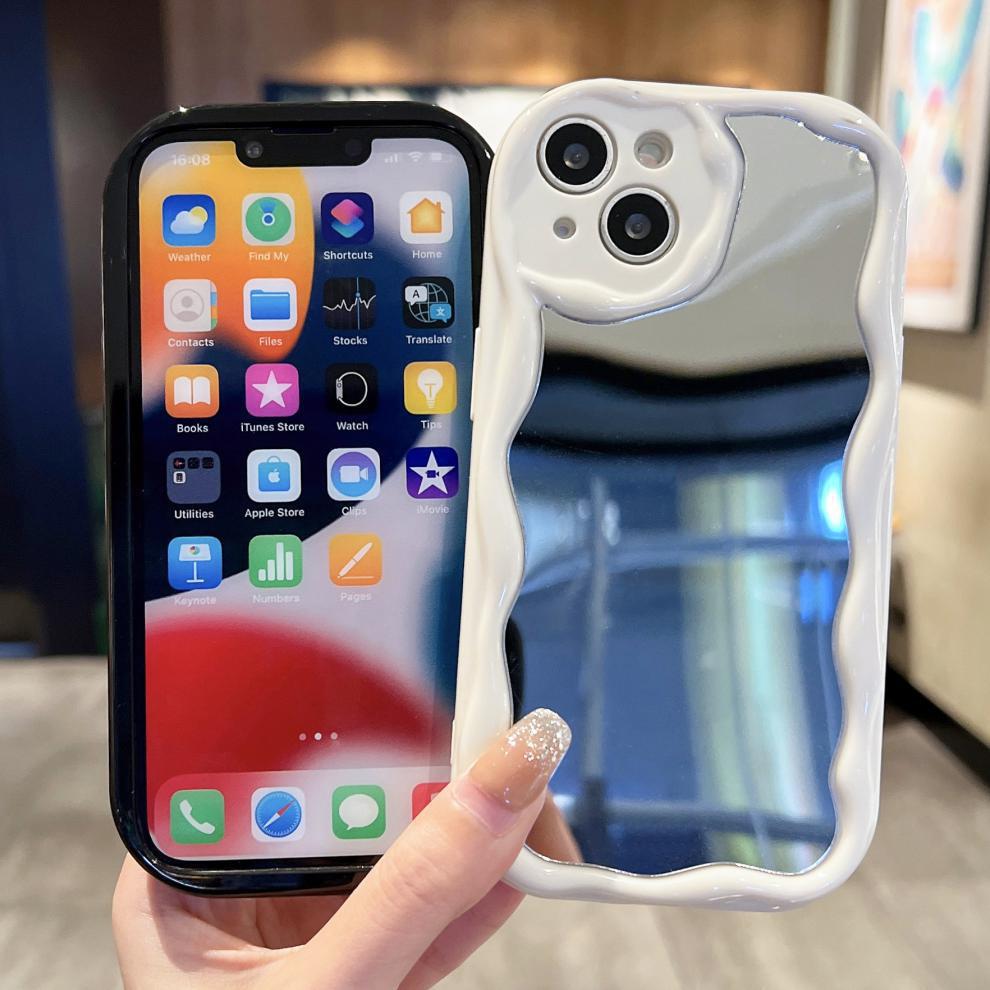 Кремовая текстура, волнистый край, мягкий силиконовый чехол, чехол для телефона для iPhone, Samsung, Huawei, Honor, Xiaomi, Redmi, Infinix, Tecno, зеркальная задняя крышка