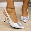 Fashion Elegant Ladies Crystal Buckle Pumps Summer 2025 Sexy Pointed Toe High Heels Sandals Women Back Strap Party Wedding Shoes Woman