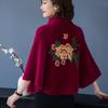 Осенне-зимний теплый маленький плащ модный и универсальный женский плащ с круглым вырезом и вышивкой