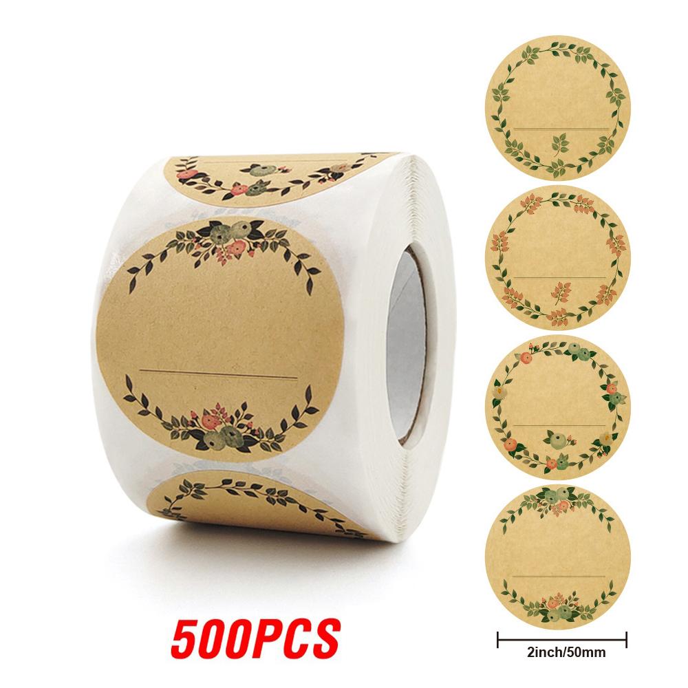 100500 Pcs 2 Inch 5cm Kraft Paper Flowers Thank You Label Stickers for Gift Card Package Party Wrapping Baking Small Business
