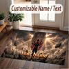 Custom Name Crystal Velvet Rug,Blue Lock Comfortable Anti Slip Floor Mat For Room Decoration