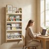 Wall Bookshelf With 4 Shelves Children s Bookcase For Home Office Load 30kg 59x12x113cm Natural