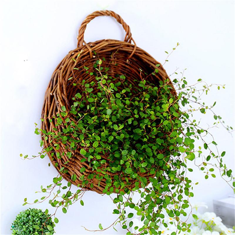 Flower Planter Wall Hanging Wicker Rattam Basket Garden Vine Pot Plants Holder Wicker Basket Nest Flower Pot Home Decoration