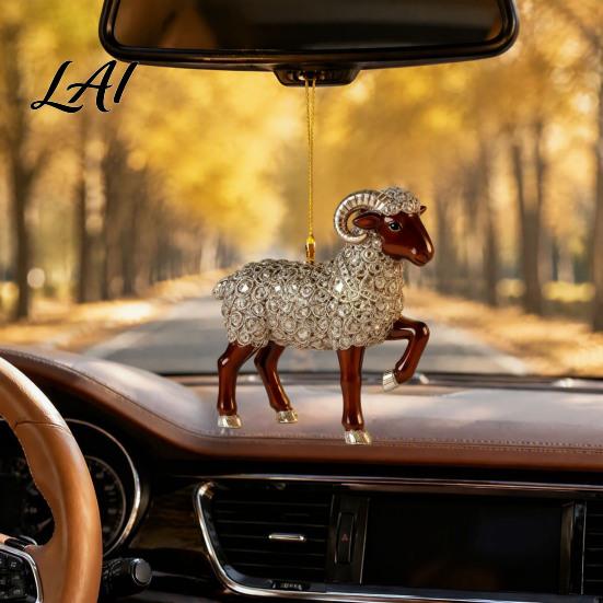 Portable Animal Pattern Pendant 2D Acrylic Sheep Keychain Lamb for Car Rearview Mirror Hanging Ornament Backpack Bag Charm Home Decor Cute