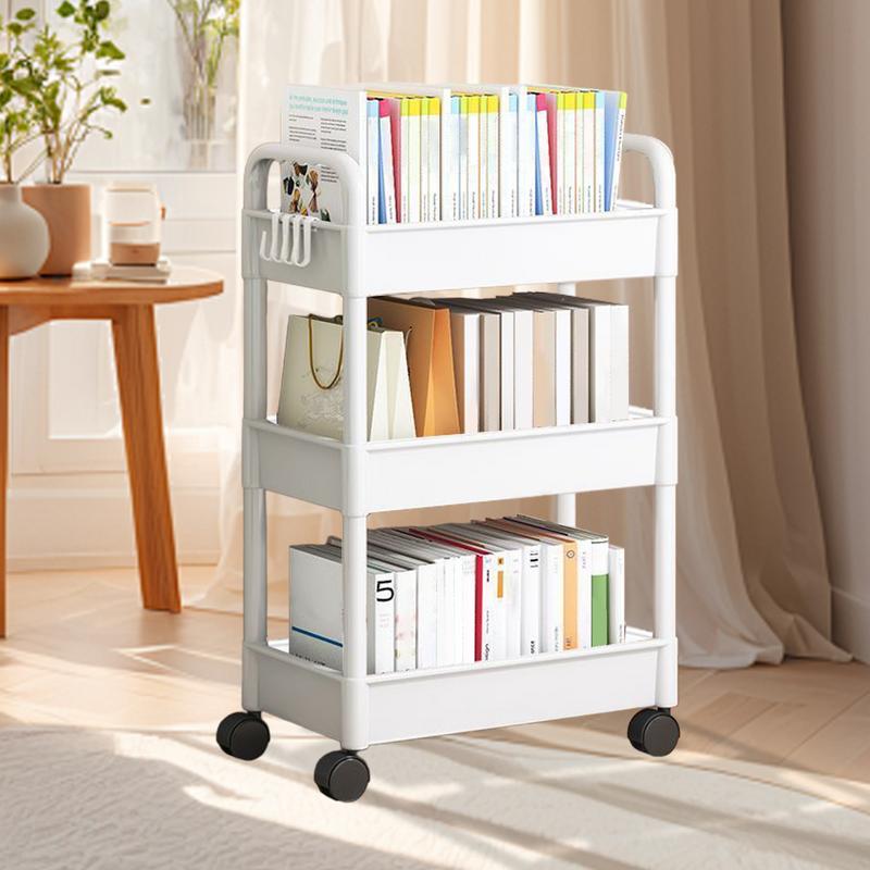 Household Multi-layer Small Cart Storage Rack Floor To Floor Kitchen Bedroom Bathroom Storage Rack With Wheels Rolling Cart