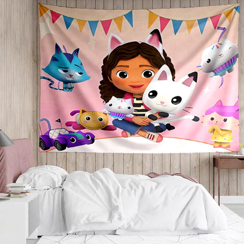 Gabby's Dollhouse2 Tapestry for Bedroom Aesthetic Classroom Tapestries Wall Hanging for Living Room Dorm Office,Ideal Creative Gift