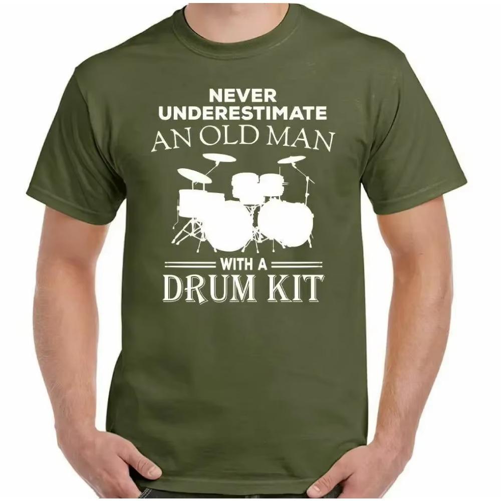 Футболка барабанщика Никогда не недооценивайте старый набор барабанов Мужская забавная футболка с изображением барабанщика
