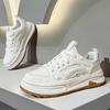 2026 New Men's Shoes Spring and Autumn Flat-soled Casual Leather Shoes Sports Shoes Black and White Men's Thick-soled Breathable
