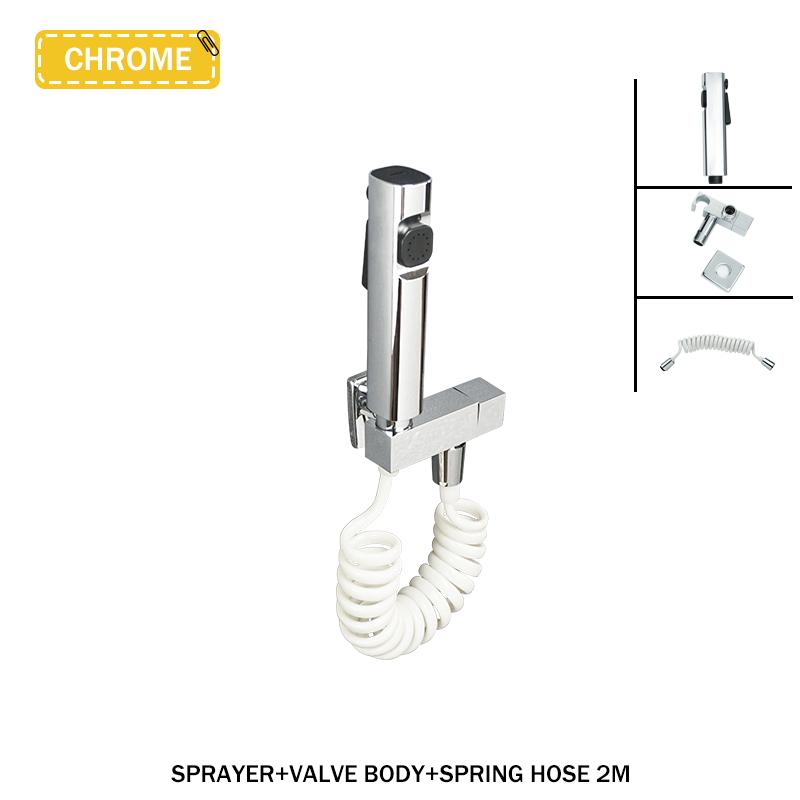 Белый ручной распылитель для туалета Mate Bidet, набор для ванной комнаты, настенный латунный угловой клапан, распылитель для туалета высокого давления из ABS