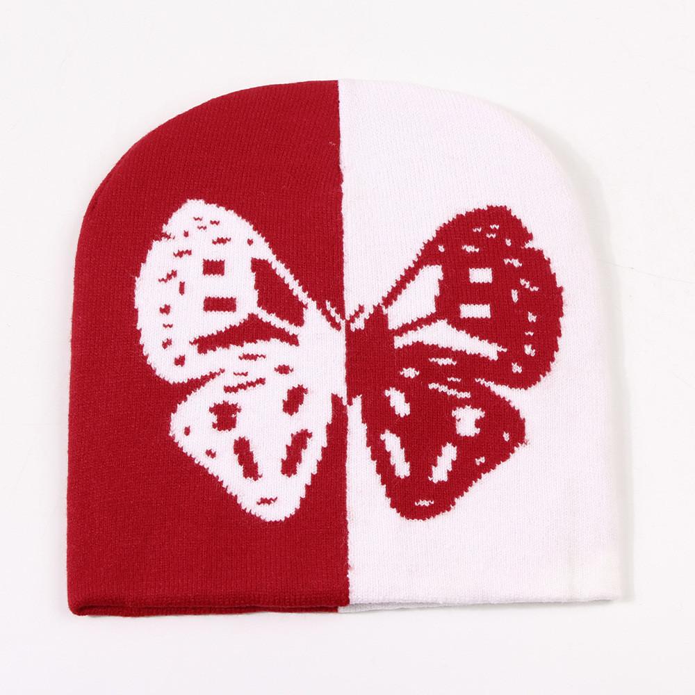 New Butterfly Pattern Knitted Wool Hat Fashionable Warm Casual Street Style Hat Unisex