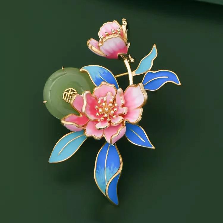 Chinese Style Enamel Color Peony Brooch High-End Female Personality Brooch Exquisite Cheongsam Hanfu Accessories Pin