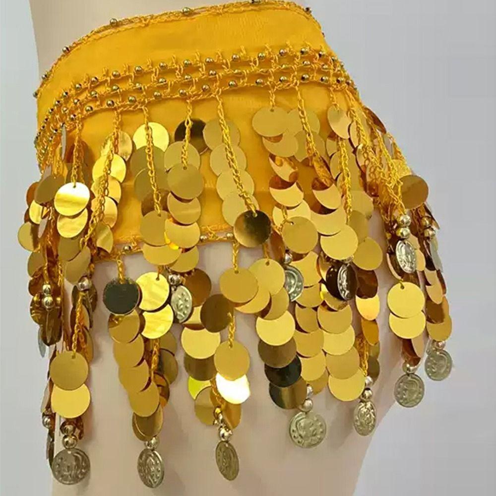 Golden Pendant Belly Dance Waist Chain Creative Gold Sequin Lace Belly Dance Performance