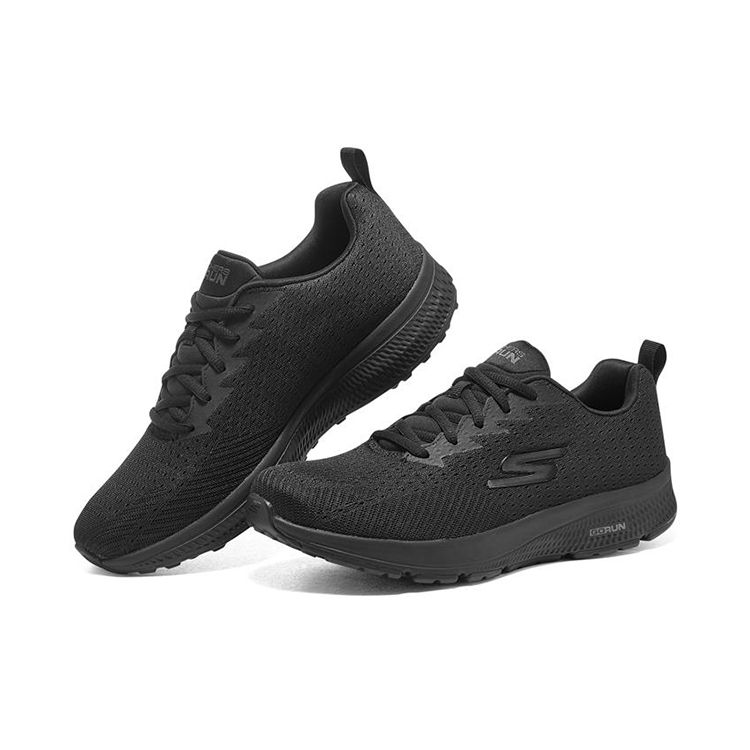 Skechers Go Run Дышащие Легкие Сетчатые Амортизирующие Прочные Низкие Кроссовки для Бега Мужские Сникерсы Черный 220375-BBK