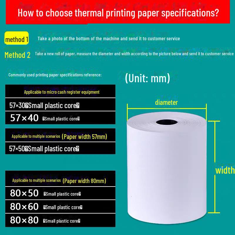 57x50mm Thermal Paper for Cash Registers & Printers - Ideal for Supermarkets and Takeaway Services