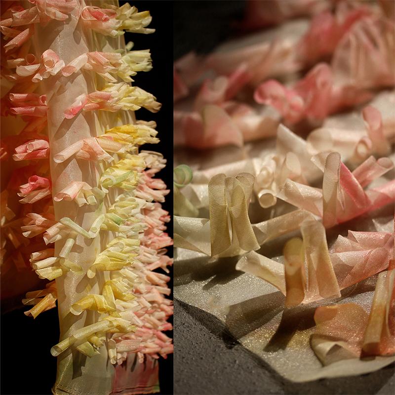 Ткань с градиентной 3D текстурой с закрученным краем, креативная ткань для драпировки, дизайнерская ткань, моделирование своими руками, свадебное платье, одежда, вечеринка, фотореквизит