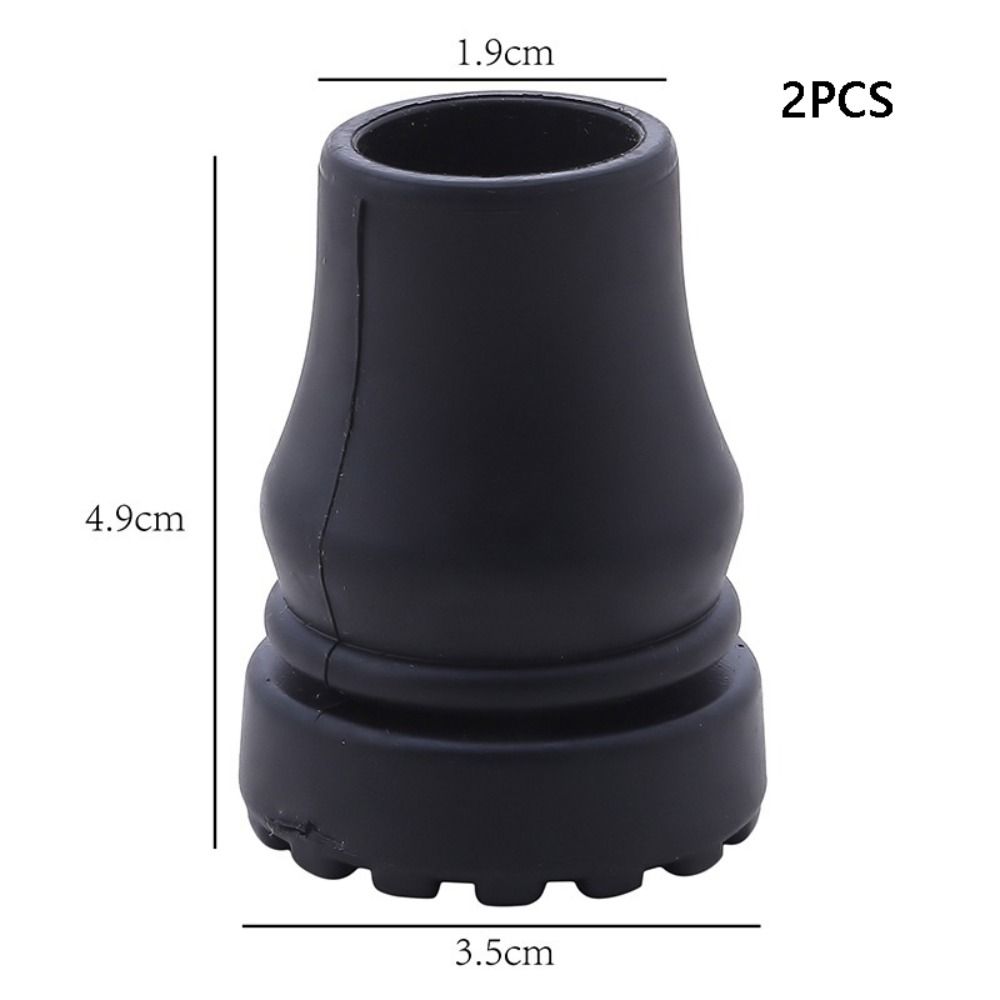 2pcs Black Crutch Cane Bottom Pads Anti-Skid Trekking Pole Bottom Cover Hiking