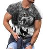 Summer Animal Wolf Print Men's T Shirt Round Neck Short Sleeve Loose Tops Casual Male Tees Oversized T Shirts 6XL