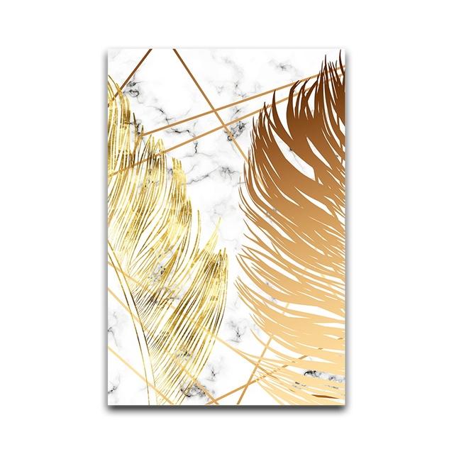 Черные Золотистые Желтые Листья Абстрактная Настенная Картина Картина На Холсте Плакат Печать Декор Настенные Картины Украшения Гостиной