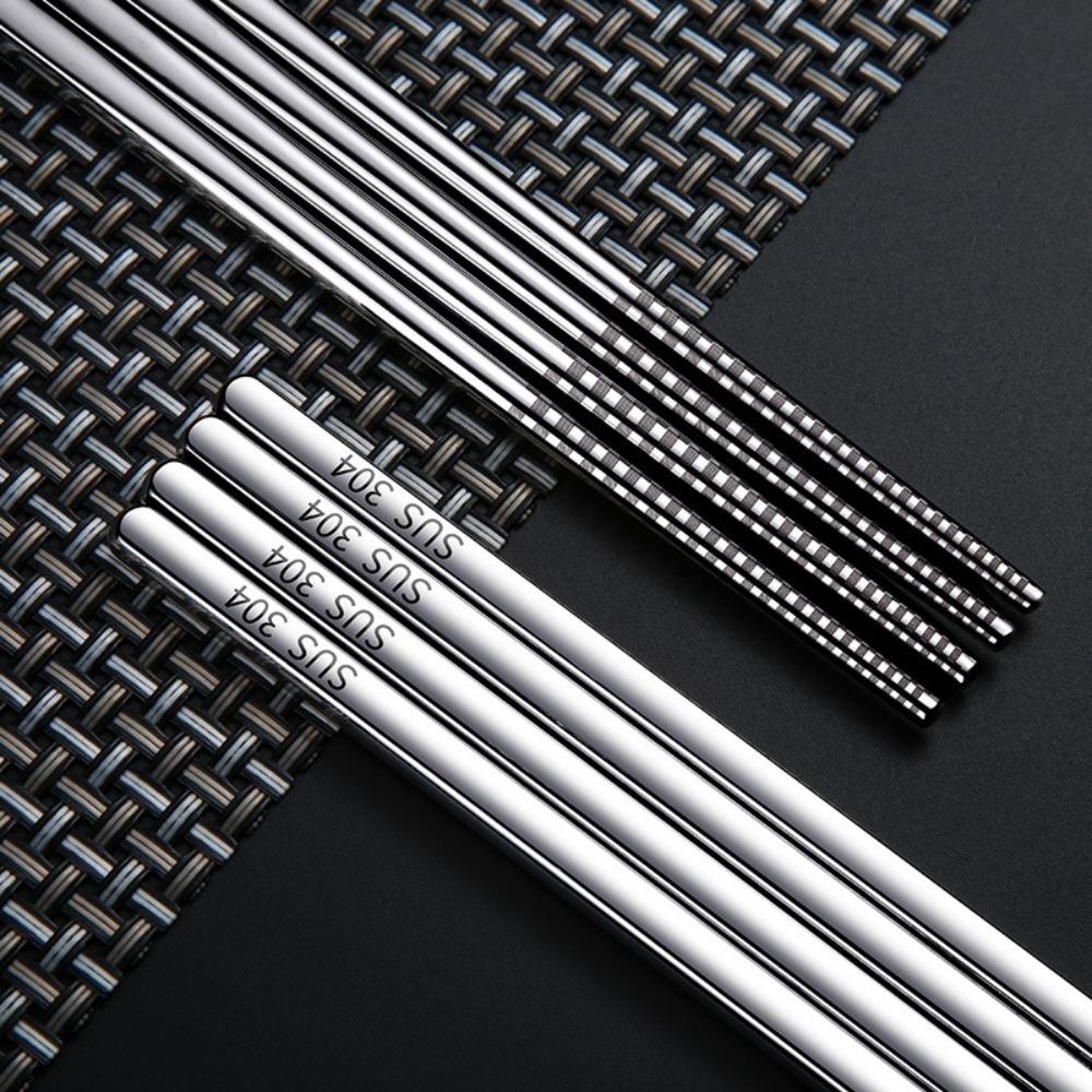 1 Pair Chinese Auspicious Patterns Stainless Steel Chopsticks Tip End Sushi Sticks Japanese Food