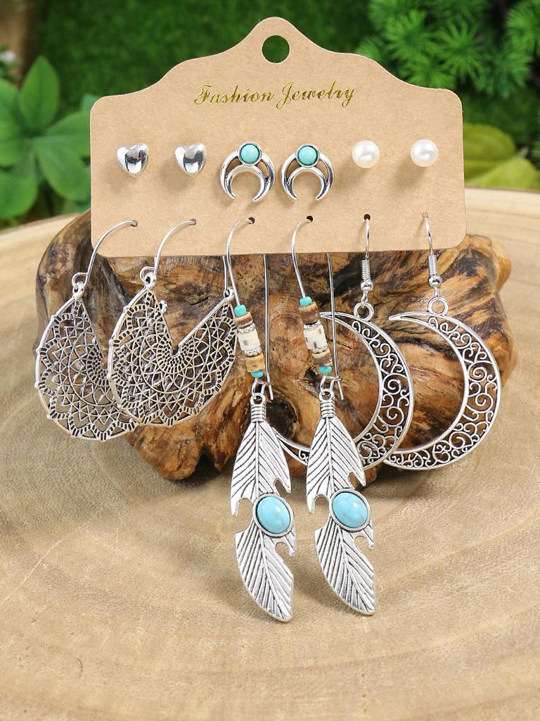 Vintage Boho Geometric Dangle Earrings for Women Ethnic Drop Earrings Jhumka Zircon Gift Ear Studs and Earrings Integrated