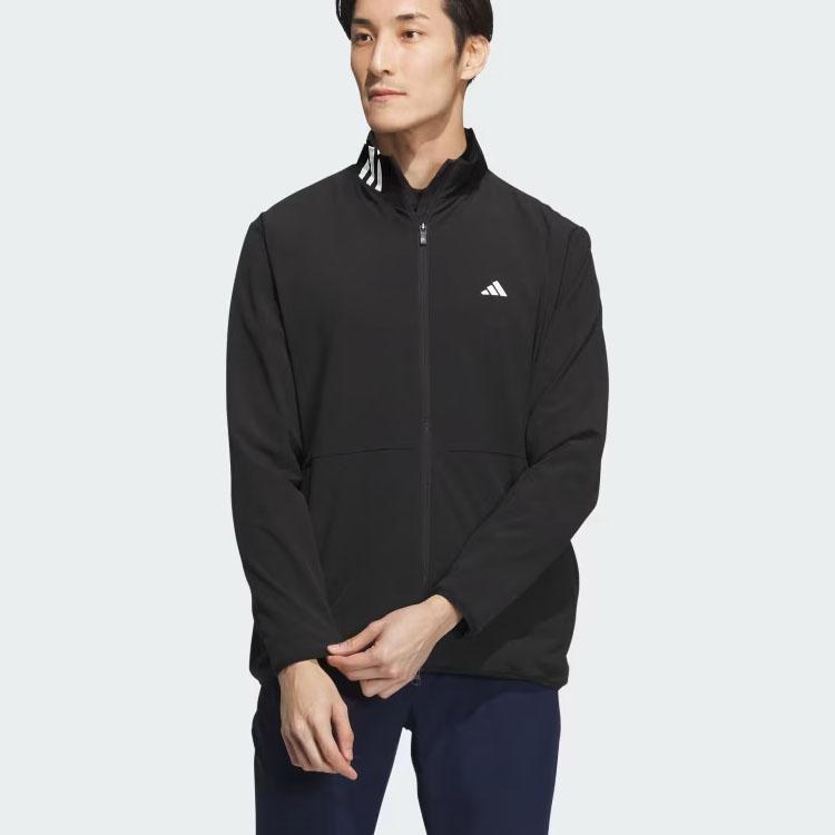 Adidas Logo Print Stand-Up Collar Sports Jacket Unisex Outerwear Black IA2714