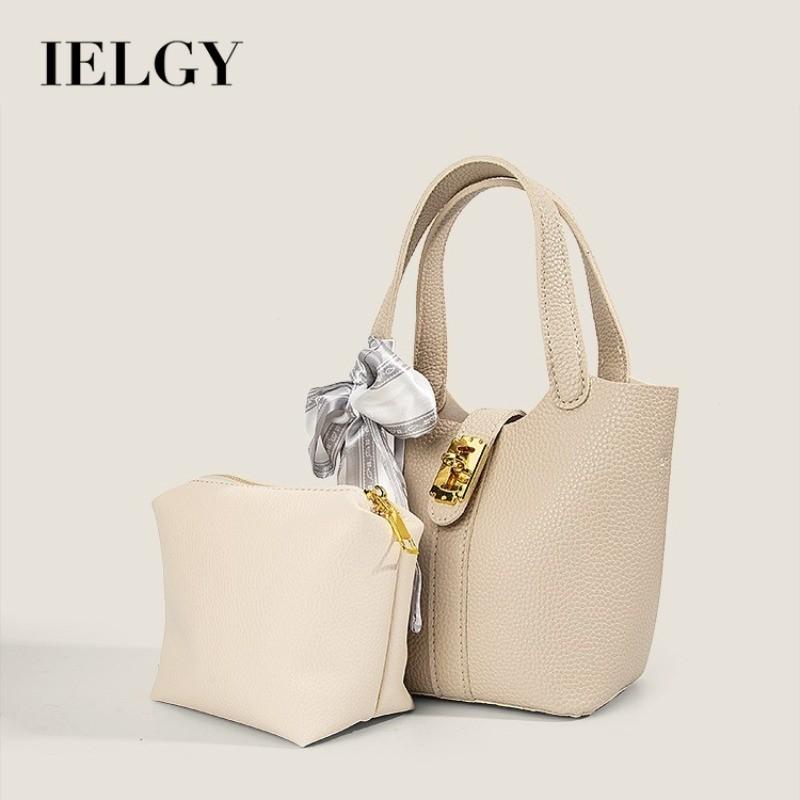 IELGY Fashion Silk Scarf Portable Bucket Bag, Texture Versatile Single Shoulder Crossbody