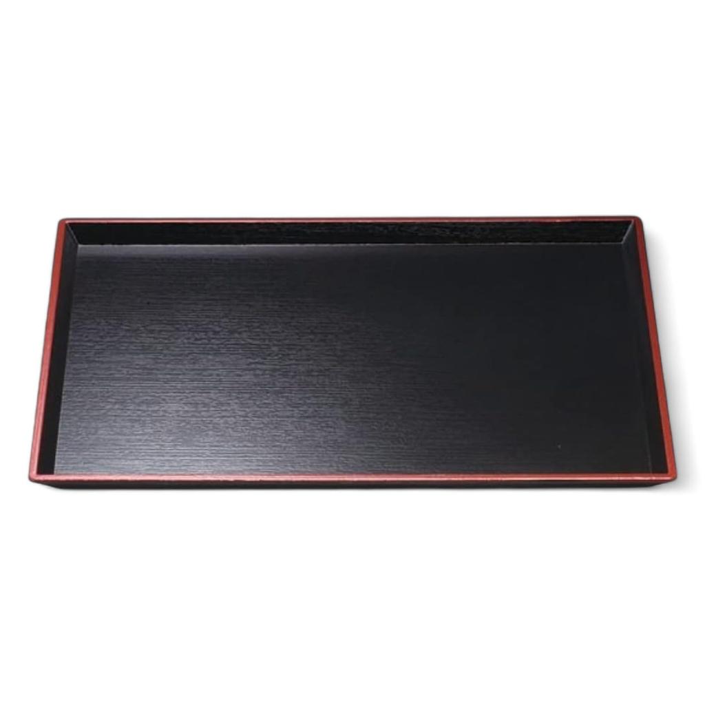 Seiryu Long Wood Grain Tray Available In Black and Lacquerware Made In Dishwasher Safe J-kitchens 4-shaku (1.4 Shaku) Heat-Resistant (Tray/Tray) Red,