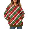 Ladies' Fashionable Long Sleeved Pullover With Christmas Print Hooded Pocket Sweatshirt