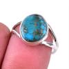 Кольцо из чистого серебра 925 пробы с натуральным бирюзовым медным камнем S.7 K4c81