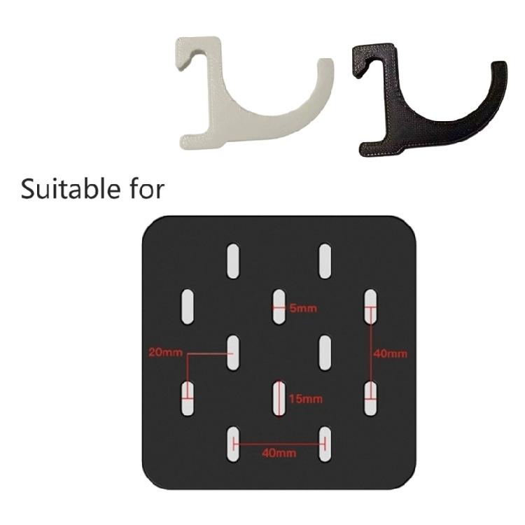 Repositionable Rounded Pegboard Hangers for Desk Organization, 6 Plastic Supports for Cables and Gaming Accessories