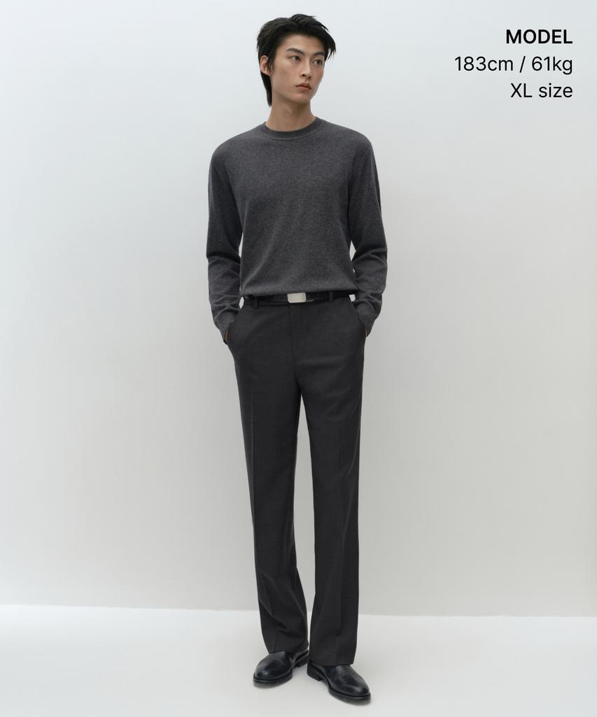 MUSINSA STANDARD [Plus] 100% Cashmere Crew Neck Knit [Medium Grey]