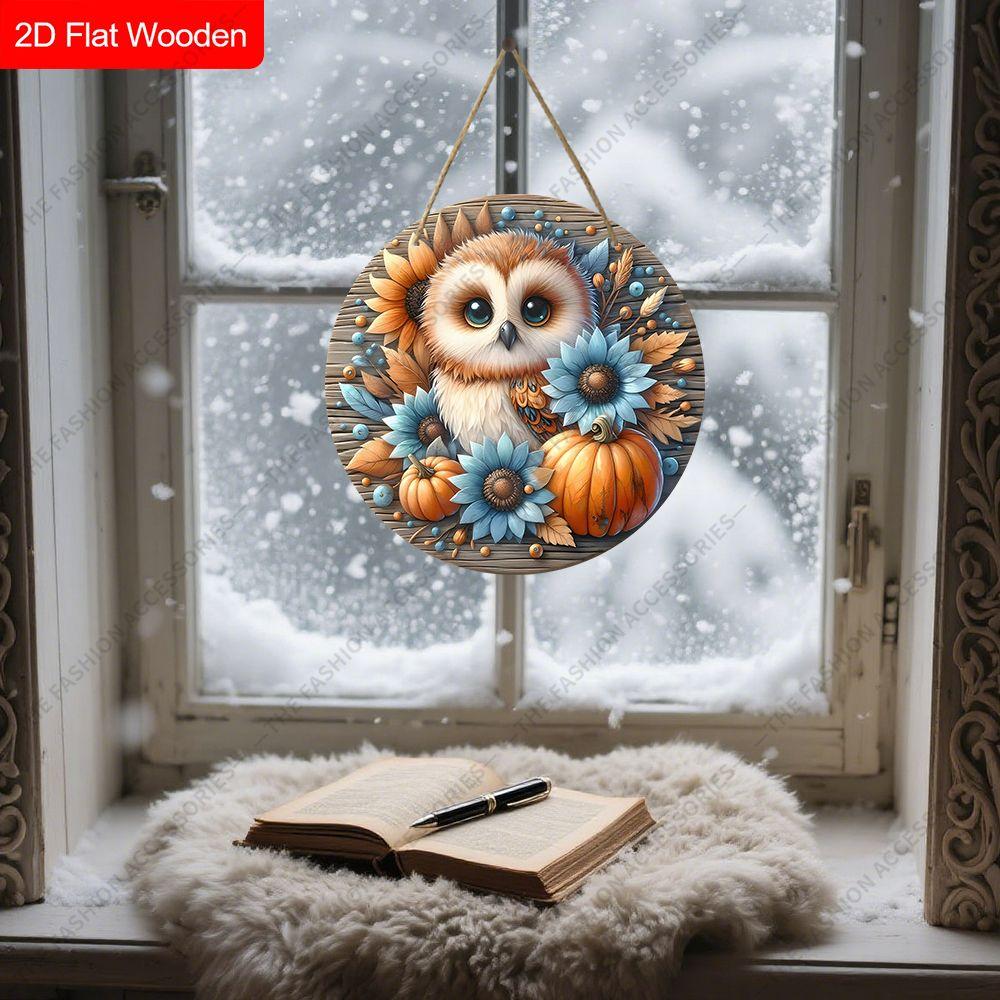 2D Plane Hanging Decorative Signs, Interior Wall or Door Decoration, Garden Decoration, Owl Pattern, Interesting Gifts for Family and Friends