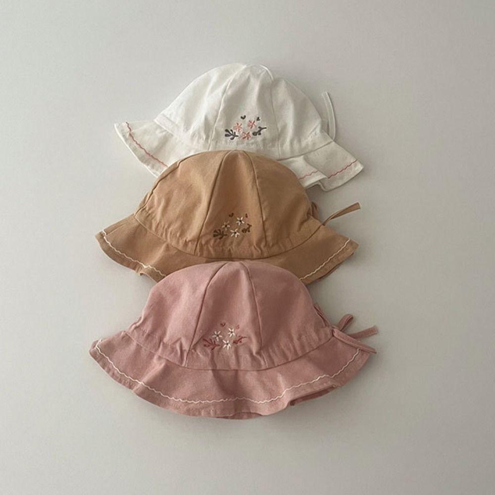 Flower Infant Bucket Hat Pleated Toddle Fisherman Hat Sweet Baby Sunhat  Baby