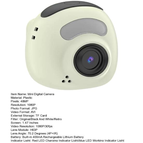Мини цифровая камера 1080P видеорегистратор высокого разрешения портативная крошечная камера с картой 256 ГБ и экраном 1,7" для путешествий, влогов, ночной съемки