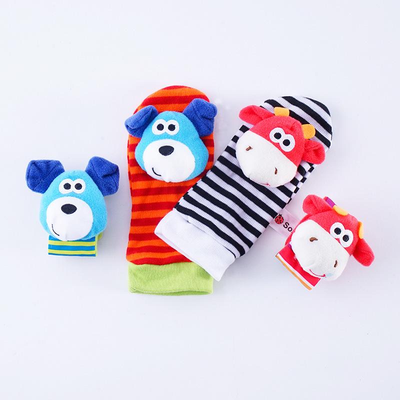 Zebra Animal Baby Toy: Sozzy Wrist Strap, Hand-Cranked Pacifier, Socks & Small Bell Color Card.