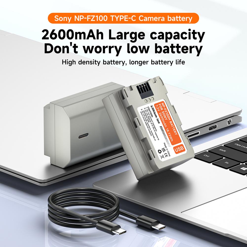 PALO NP-FZ100 NP FZ100 Np Fz100 Battery+Type C Port for Sony A6700 BC-QZ1 Sony Alpha A9 a7R III A7 III A7R3 a7R IV A6600 ZV-E1