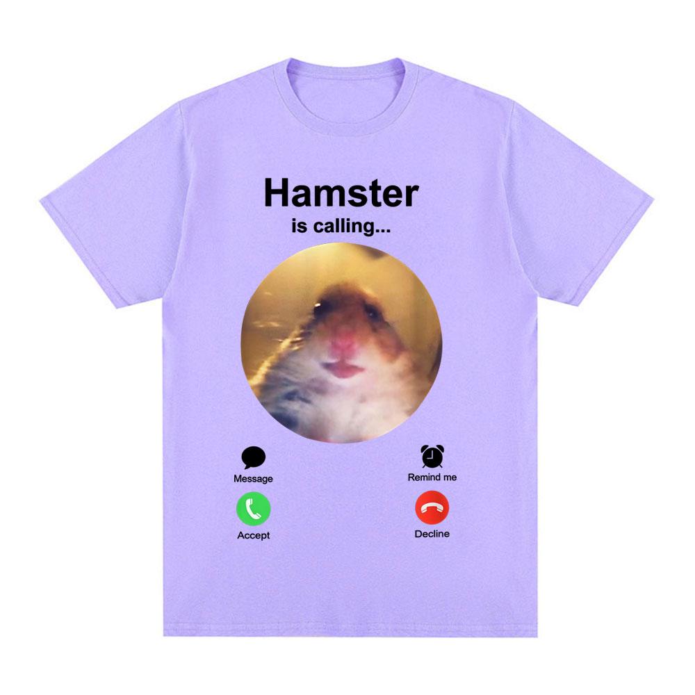 Hamster Is Calling Funny Meme Tshirt Unisex Women Clothing Fashion Hip Hop Tshirts Harajuku Cotton Loose T Shirts Tops Streetwear