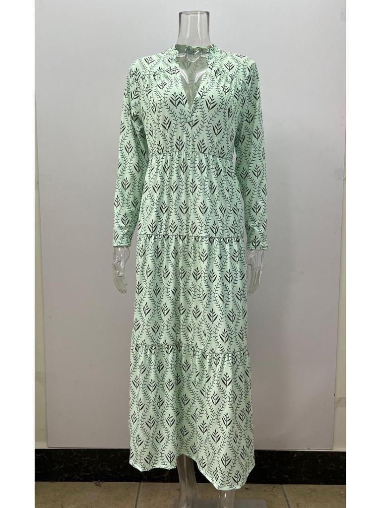 2023 Осень/Зима Ретро Стойка Воротник Свободный Большой Размер Модное Длинное Платье