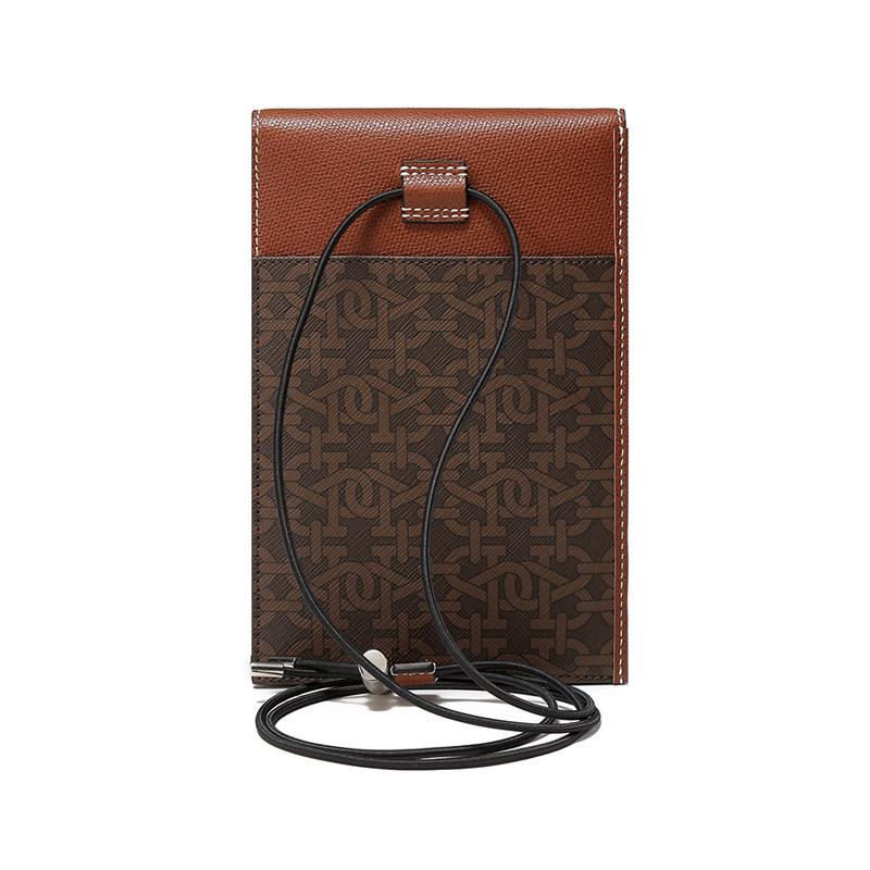 Bally Винтажный логотип Монограмма Печать ТПУ Кожаная Наплечная Сумка для Телефона Мужские сумки Коричневый 6300403